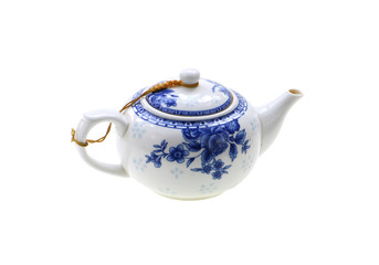 single porcelain teapot china isolated on white background