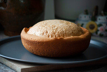 Homemade cake, artisan product Covid-19 prevention, pandemic work, infection prevention