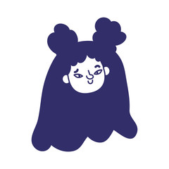 young woman face cartoon character female icon isolated design