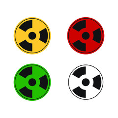 Set radiation icon with yellow, red, green and balack color. Flat design.