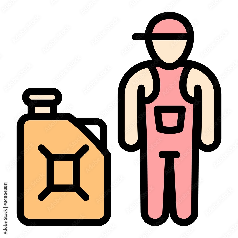 Poster petrol station worker icon. outline petrol station worker vector icon for web design isolated on whi