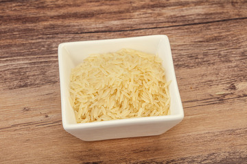 Raw basmati rice in the bowl