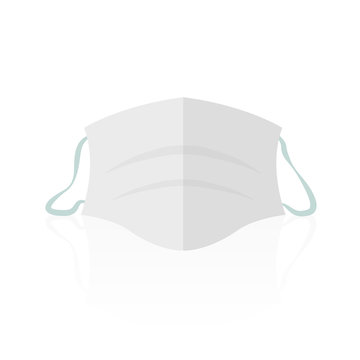 Face mask icon, white medical mask. Isolated vector illustration on white background.
