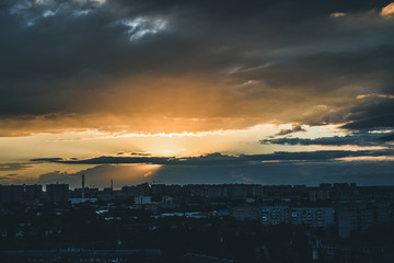 Evening sunset over the city