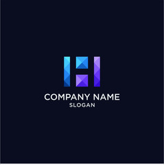 Colorful letter H for technology logo vector illustration. Business corporate letter H pixel logo graphic 
