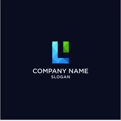 Colorful letter L for technology logo vector illustration. Business corporate letter L pixel logo graphic 