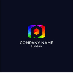 Colorful letter P for technology logo vector illustration. Business corporate letter P pixel logo graphic 