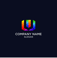 Colorful letter V for technology logo vector illustration. Business corporate letter V pixel logo graphic 
