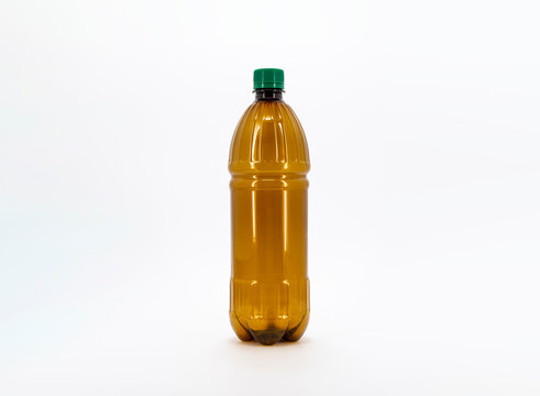 Brown empty plastic bottle on isolated white background.Can be use for your design.High resolution photo.