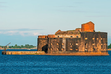 Brick Fort with black walls in the Gulf of Finland