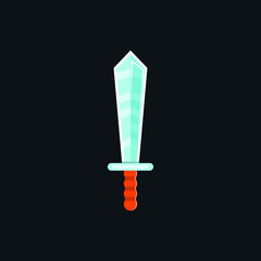 Sword icon. Cartoon game sword weapon.