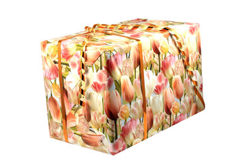 close up of wrapped box as gift at holidays, Christmas concept