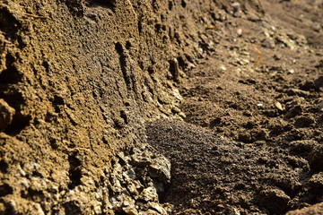 Abrasion of soil erosion structure ground