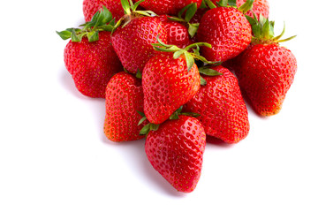 Juicy and beautiful strawberries on isolated white background