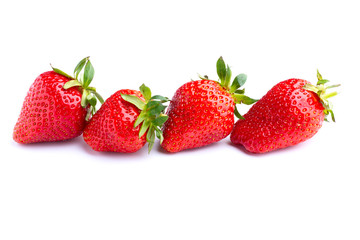 Juicy and beautiful strawberries on isolated white background
