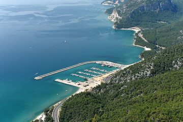 Obraz premium Landscape with boats and sea in marina bay