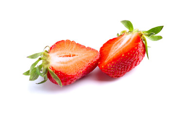 Juicy and beautiful strawberries on isolated white background