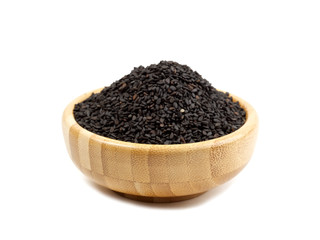 black sesame seeds, isolated on white background