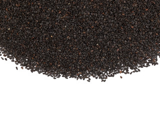 black sesame seeds, isolated on white background