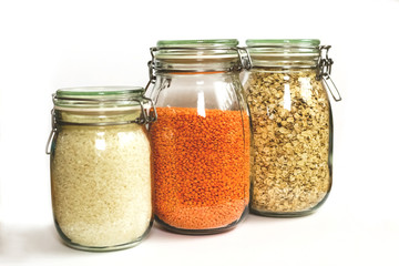 Zero waste. Food products on background table. Plastic free concept