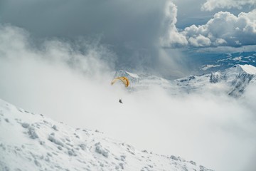 Naklejka na ściany i meble Aerial drone Gudauri ski resort in winter. Caucasus mountains in Georgia