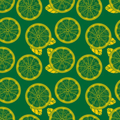 Seamless pattern with lemon slices. Vector illustration 