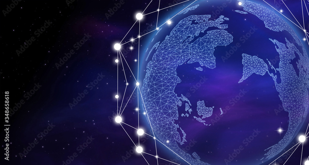 Poster globe with network connection lines and space on background. modern technology