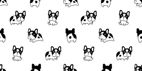dog seamless pattern french bulldog vector puppy pet repeat wallpaper tile background scarf isolated cartoon doodle illustration design