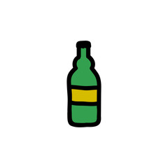 beer bottle doodle icon, illustration