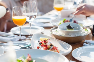 Appetizers and Salads. Summer Lunch or Brunch  at Restaurant