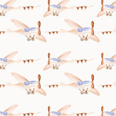 watercolor pattern  of toys for a boy