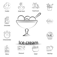 fast food ice cream outline icon. Set of food illustration icon. Signs and symbols can be used for web, logo, mobile app, UI, UX on white background