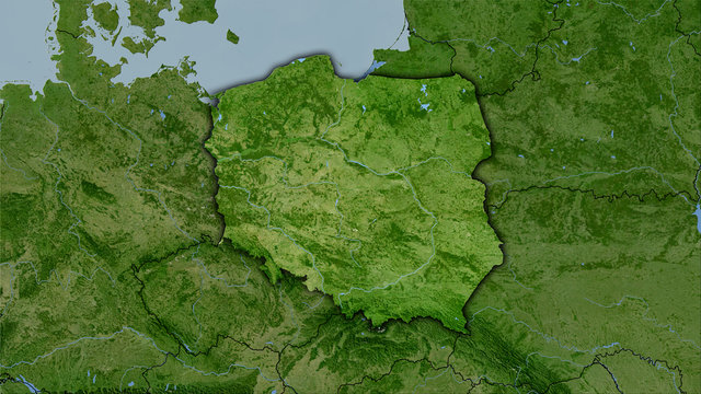 Fototapeta Poland, satellite B - dark glow