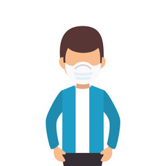 man using face mask isolated icon vector illustration design