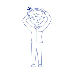 stressed employee man cartoon character isolated design