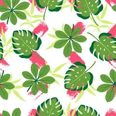 Tuinposter Tropical seamless pattern with leaves. Vector illustration. © Tatyana