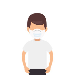 man using face mask isolated icon vector illustration design