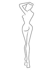 Black contour of the elegant woman