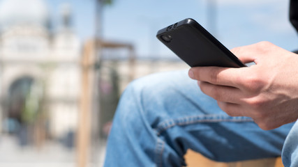 man using smartphone