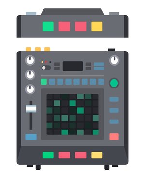 Drum machine instrument for creating music Musician vector icon flat isolated illustration.
