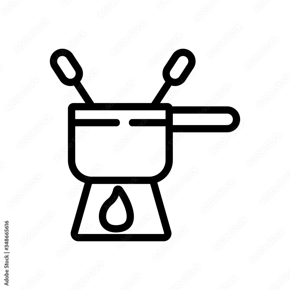 Poster fondue bowler with skewers icon vector. fondue bowler with skewers sign. isolated contour symbol ill