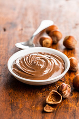 Sweet hazelnut spread. Chocolate cream.