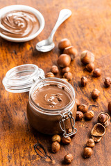 Sweet hazelnut spread. Chocolate cream.