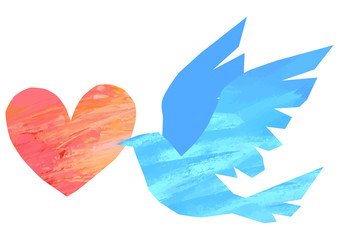 Naklejka premium ベクター 青い鳥のイラスト ハート