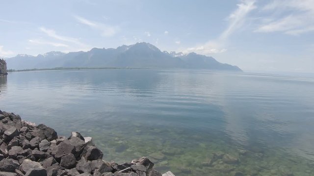 Chillon Castle next to Montreux, spring time, May 2020,  Switzerland