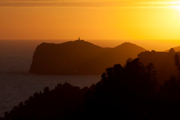 Sunset on the island of Mallorca. Dragonera Island. Andratx