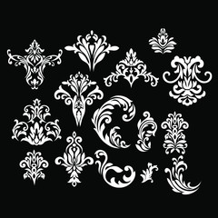 Oriental vector damask patterns for greeting cards and wedding invitations.

