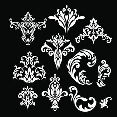 Oriental vector damask patterns for greeting cards and wedding invitations.

