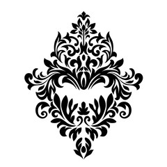 Damask white and black ornament.Traditional pattern.Decorative element eastern tracery.Floral ,victorian,baroque,Indian design. Texture for arabic wallpapers.