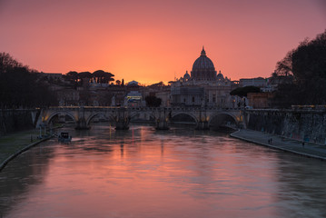 San Pietro Vatican at the sunset